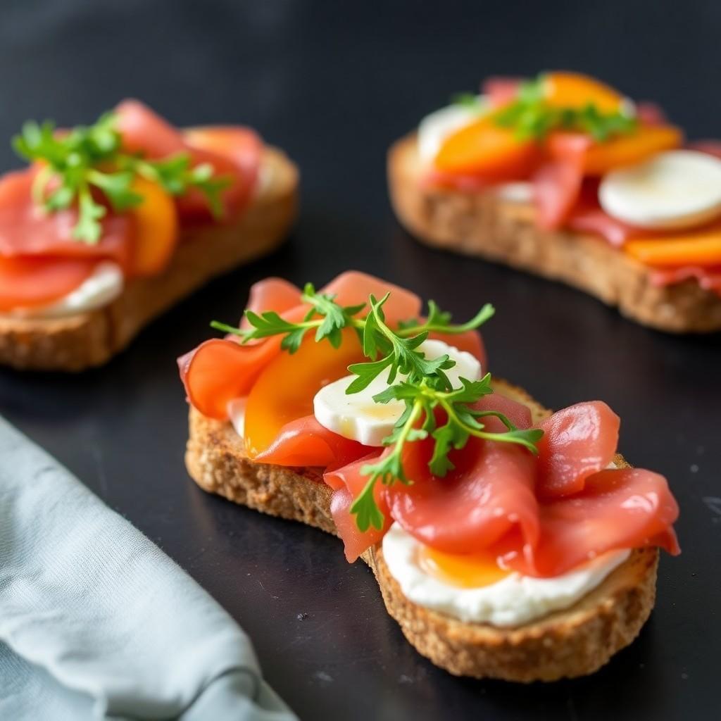 Brie and Jamon Persimmon Toasts