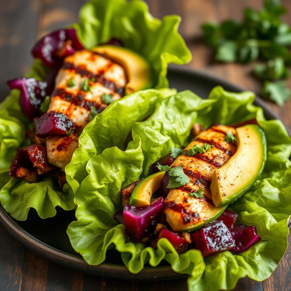 Grilled Chicken and Beetroot Wrap with Avocado