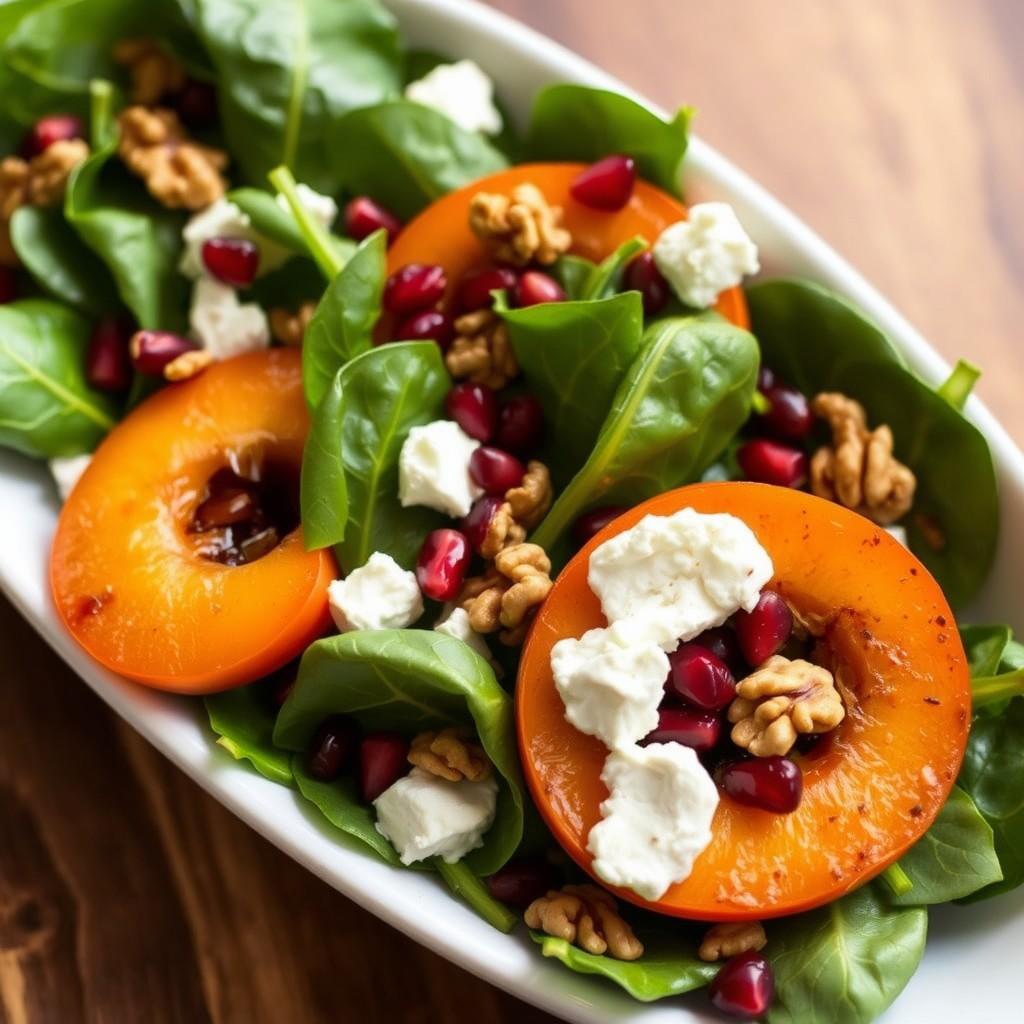 Autumn Persimmon & Spinach Salad