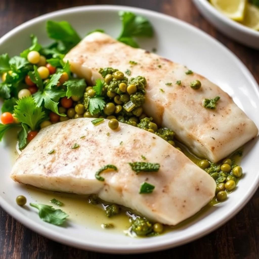 Grilled Sturgeon Fillet with Herb Salsa Verde