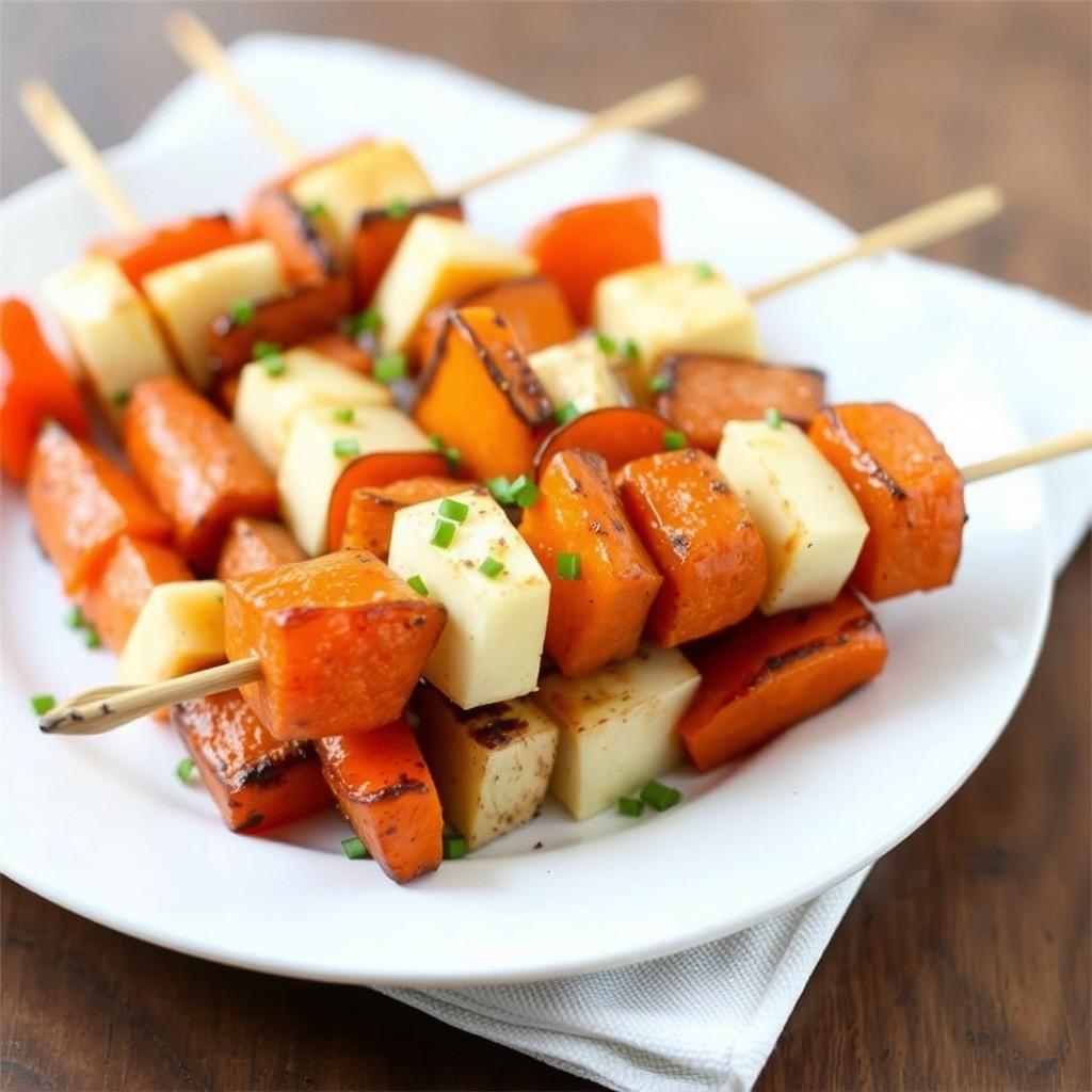 Grilled Carrot and Apple Skewers with Honey Glaze