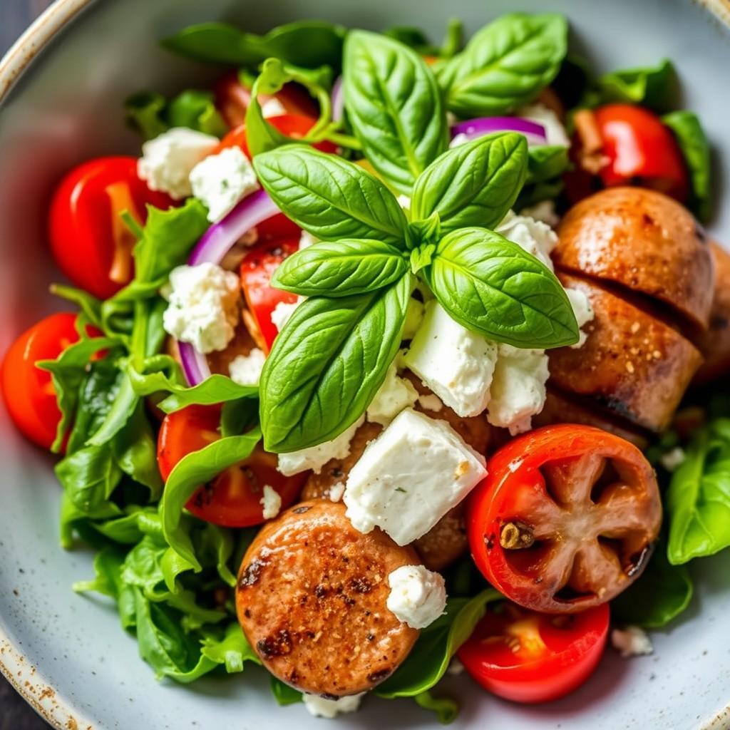 Grilled Sausage and Tomato Feta Salad