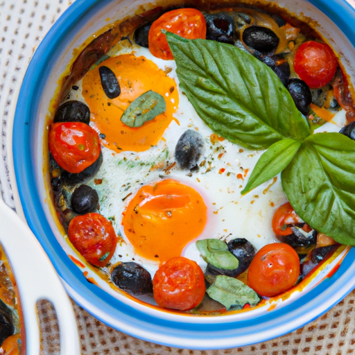 Colorful Breakfast Egg and Olive Bake