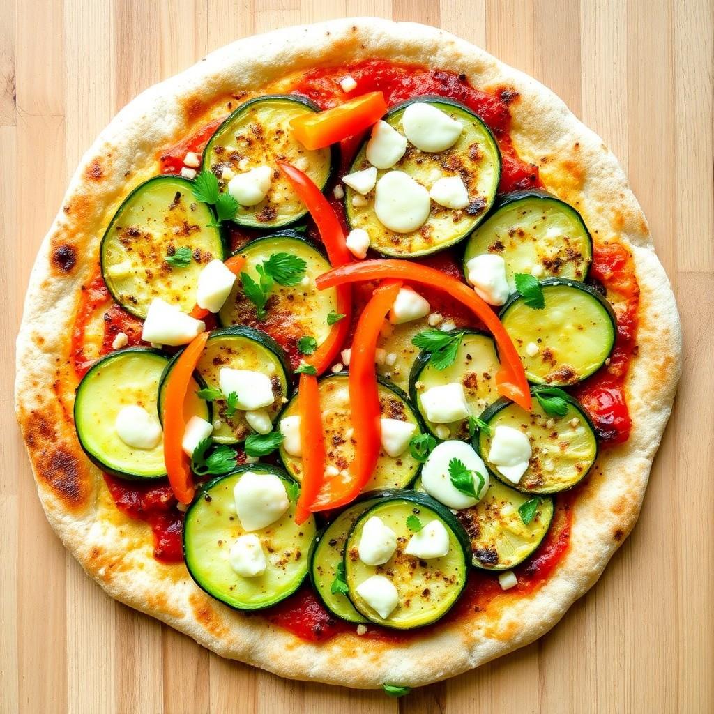 Zucchini and Bell Pepper Flatbread Pizza