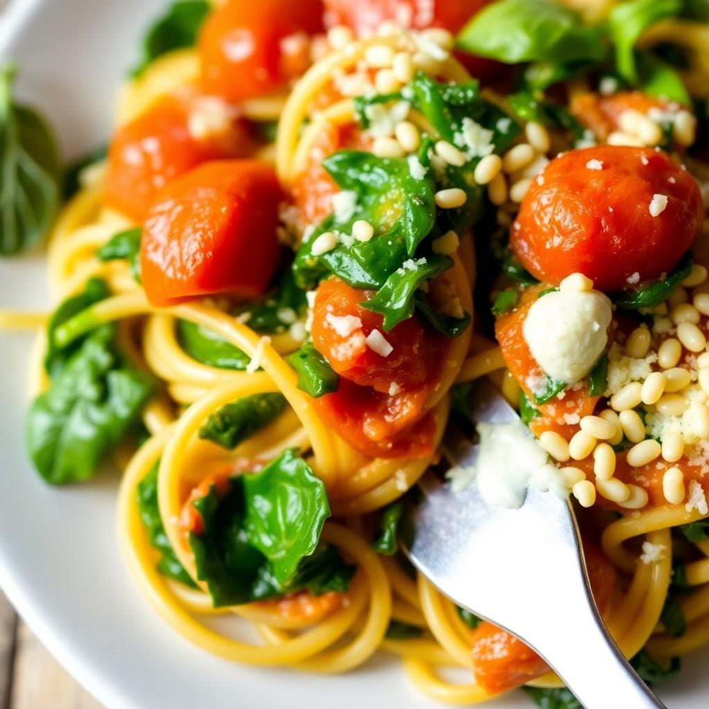 Creamy Spinach and Tomato Pasta