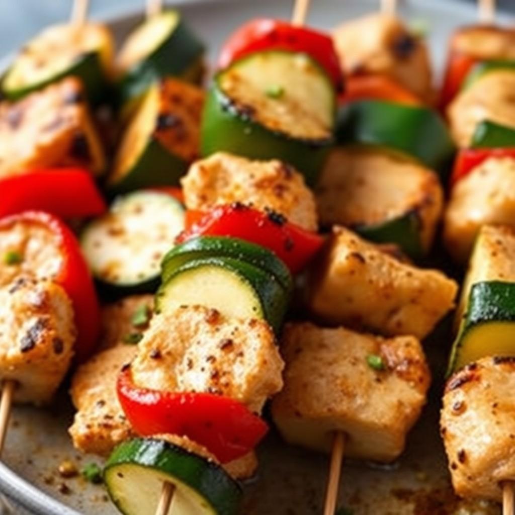 Grilled Vegetable and Chicken Skewers