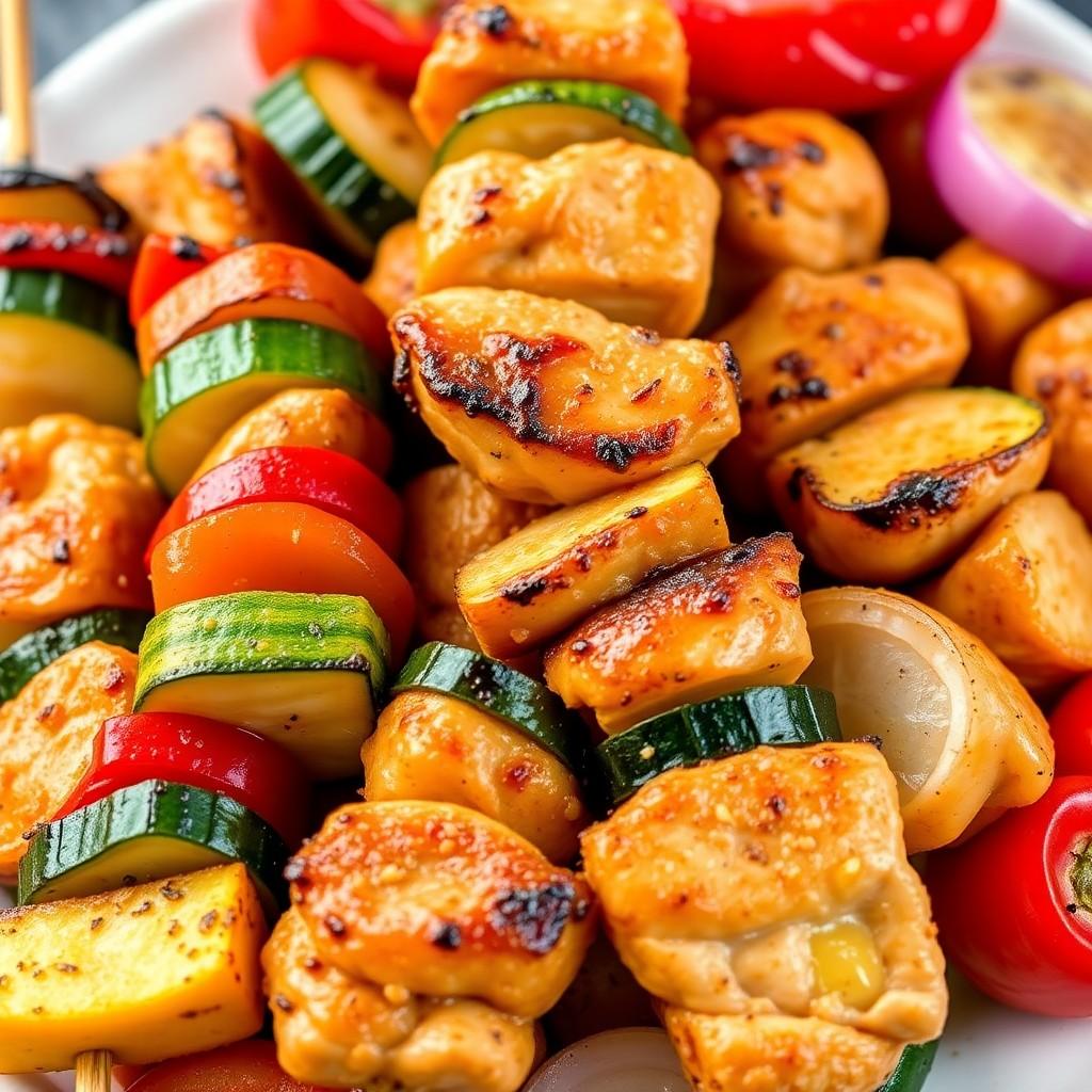 Grilled Vegetable and Chicken Skewers