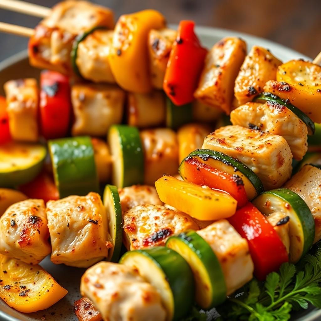 Grilled Vegetable & Chicken Skewers