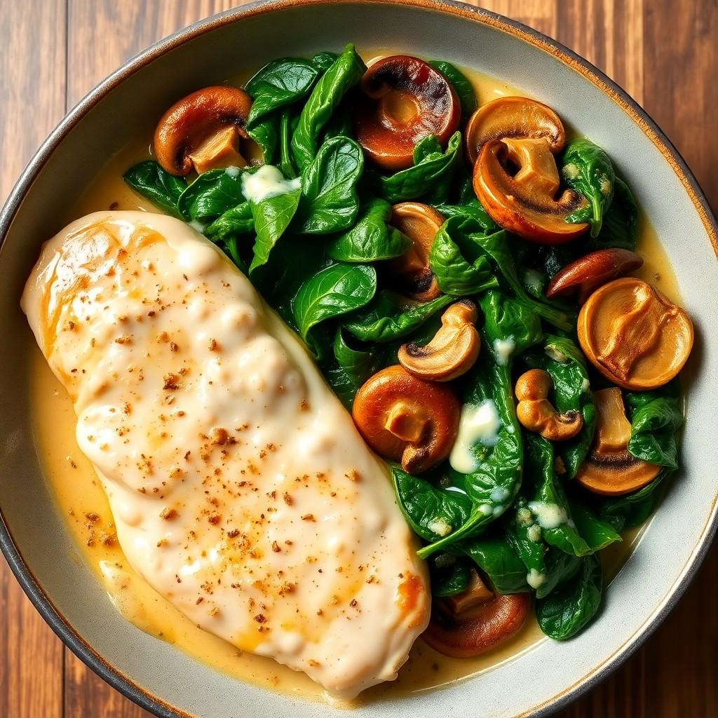 Creamy Garlic Chicken with Spinach and Mushrooms