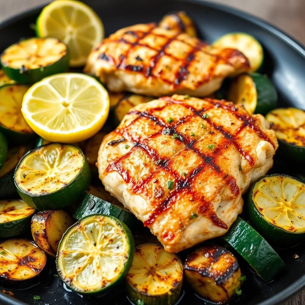 Grilled Lemon Garlic Chicken with Zucchini