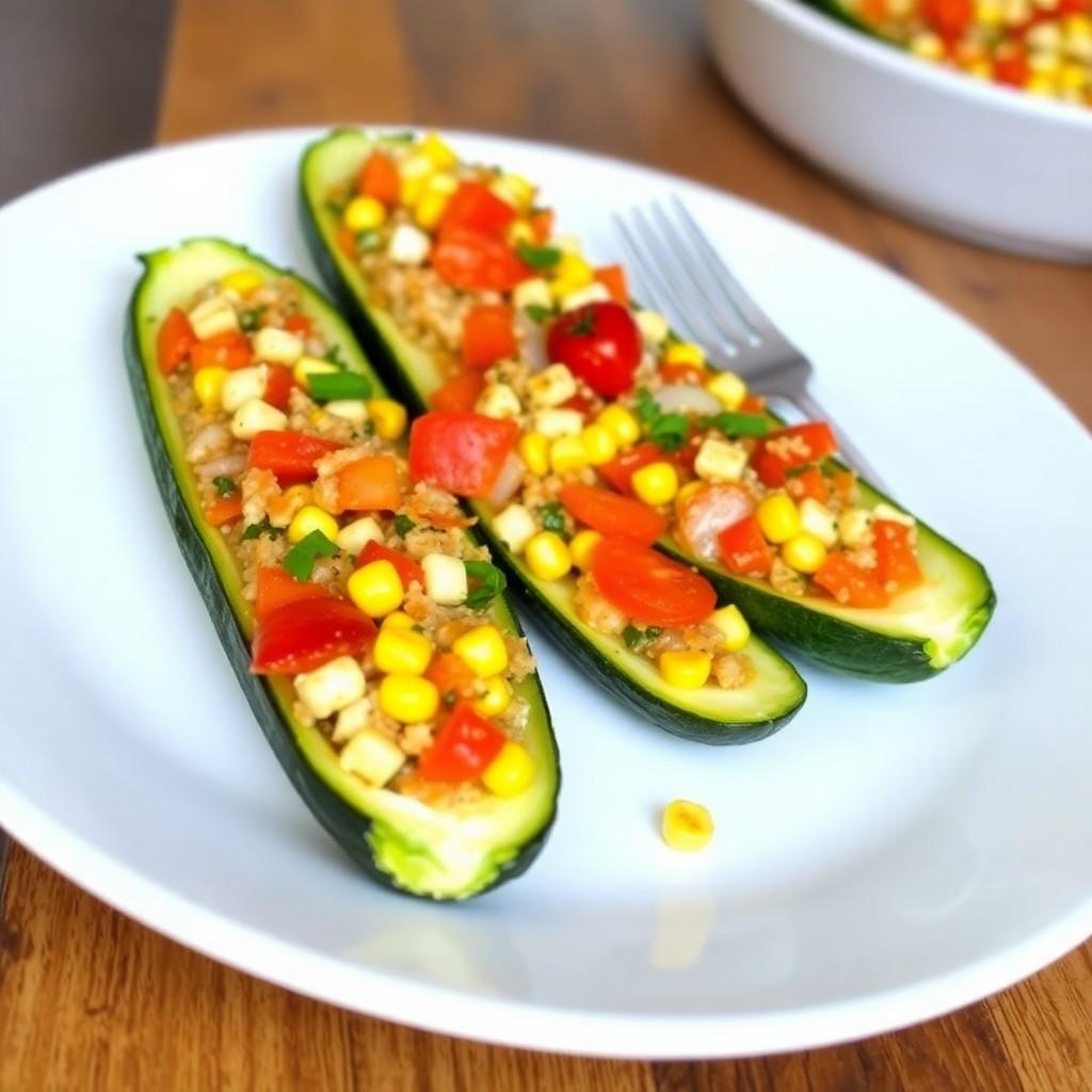 Vegetable Stuffed Zucchini Boats