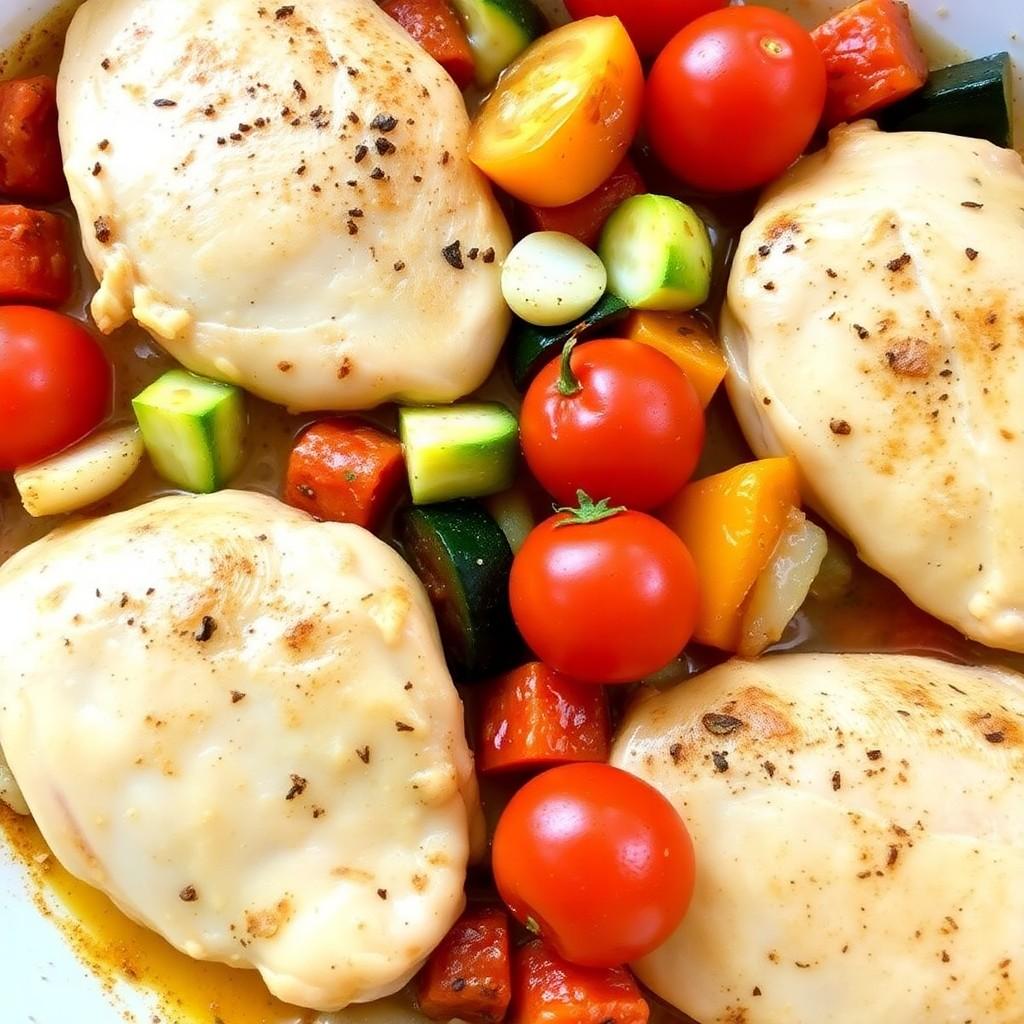 Mediterranean Vegetable and Chicken Bake