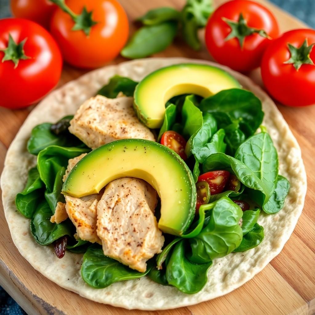 Avocado and Spinach Chicken Wrap