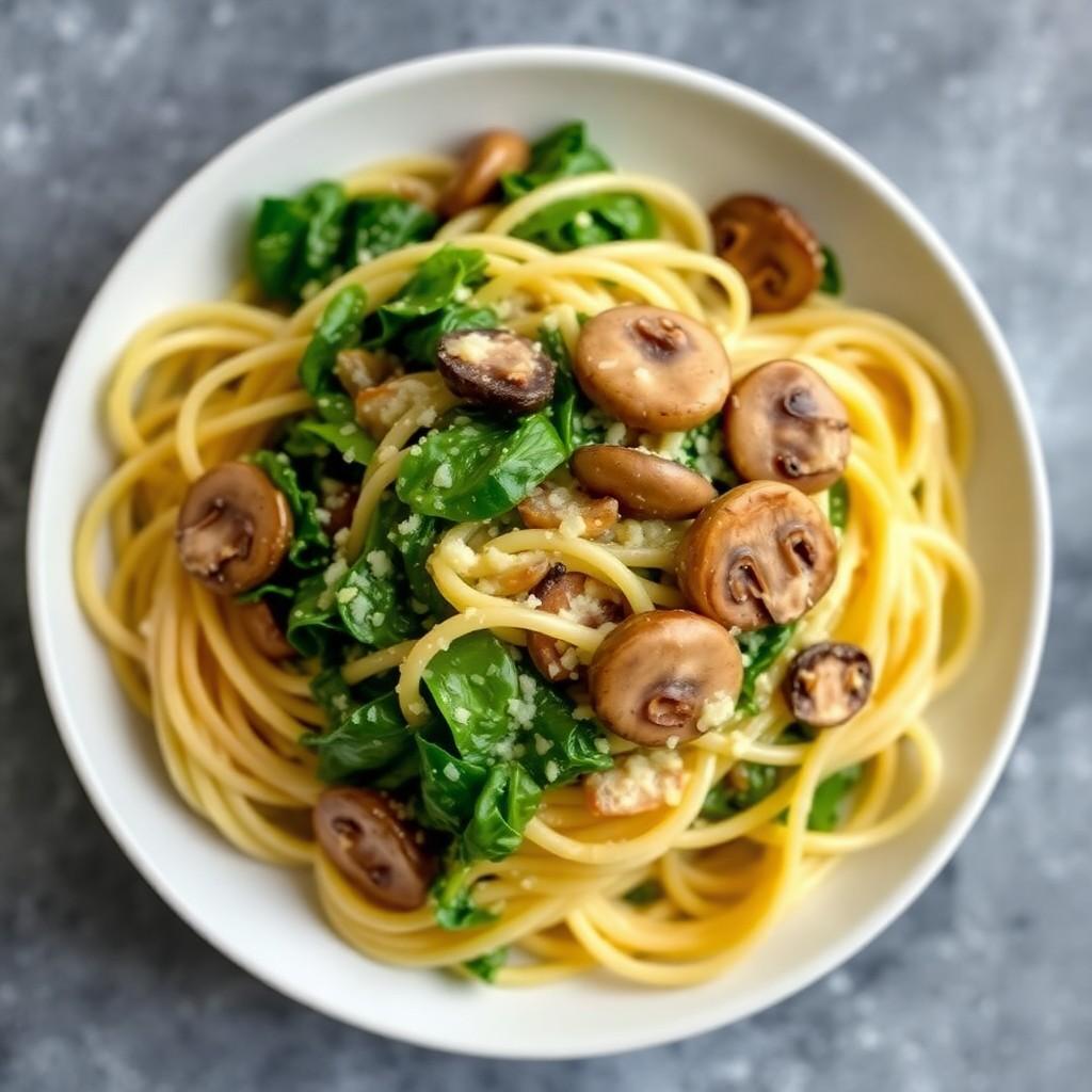 Creamy Spinach and Mushroom Pasta