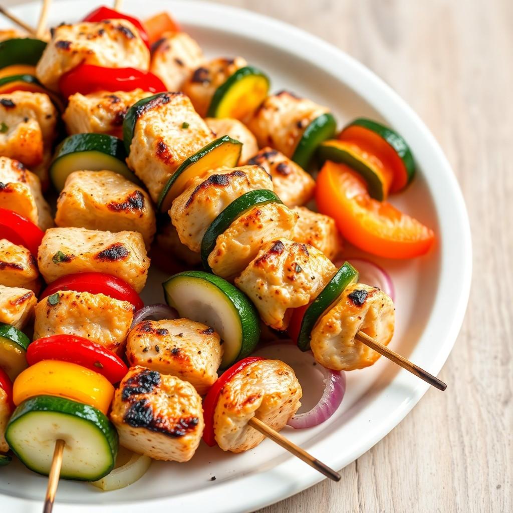 Grilled Vegetable Skewers with Chicken