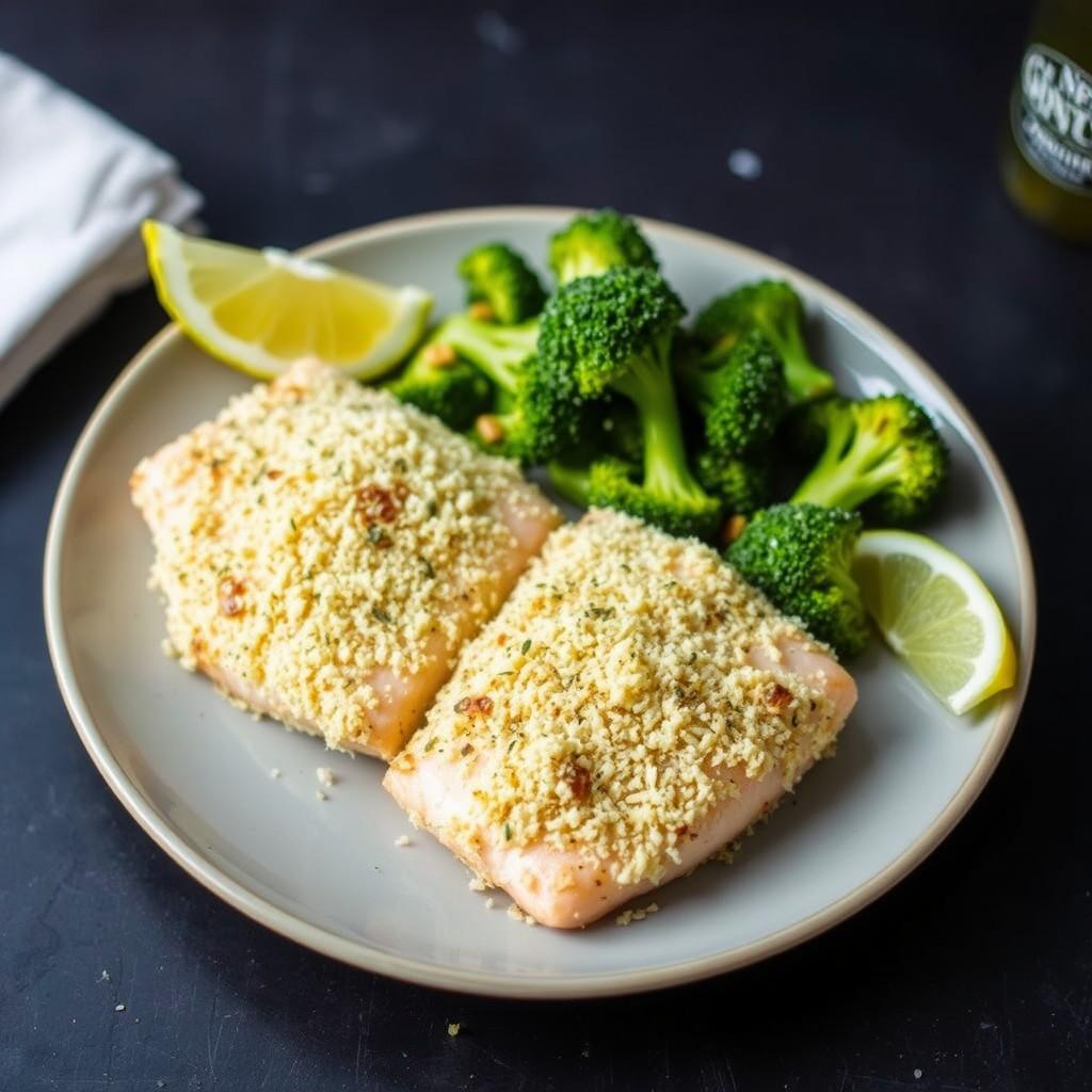 Parmesan Crusted Fish with Broccoli