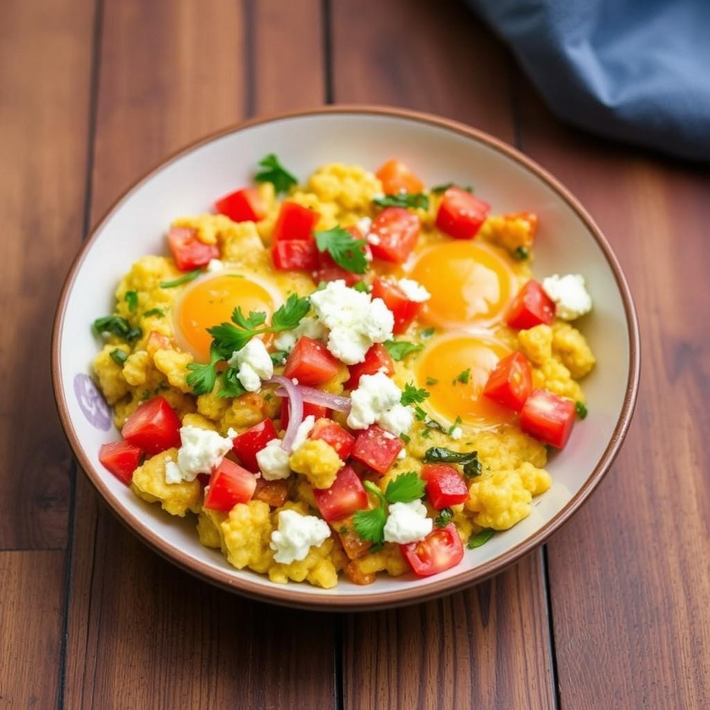 Feta and Veggie Egg Scramble