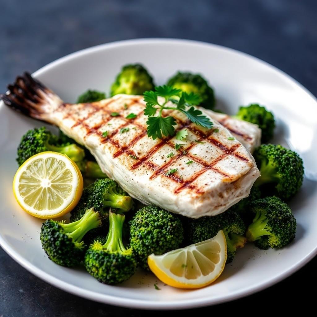 Grilled Sea Bream with Broccoli