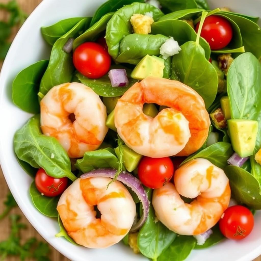 Avocado and Shrimp Spinach Salad