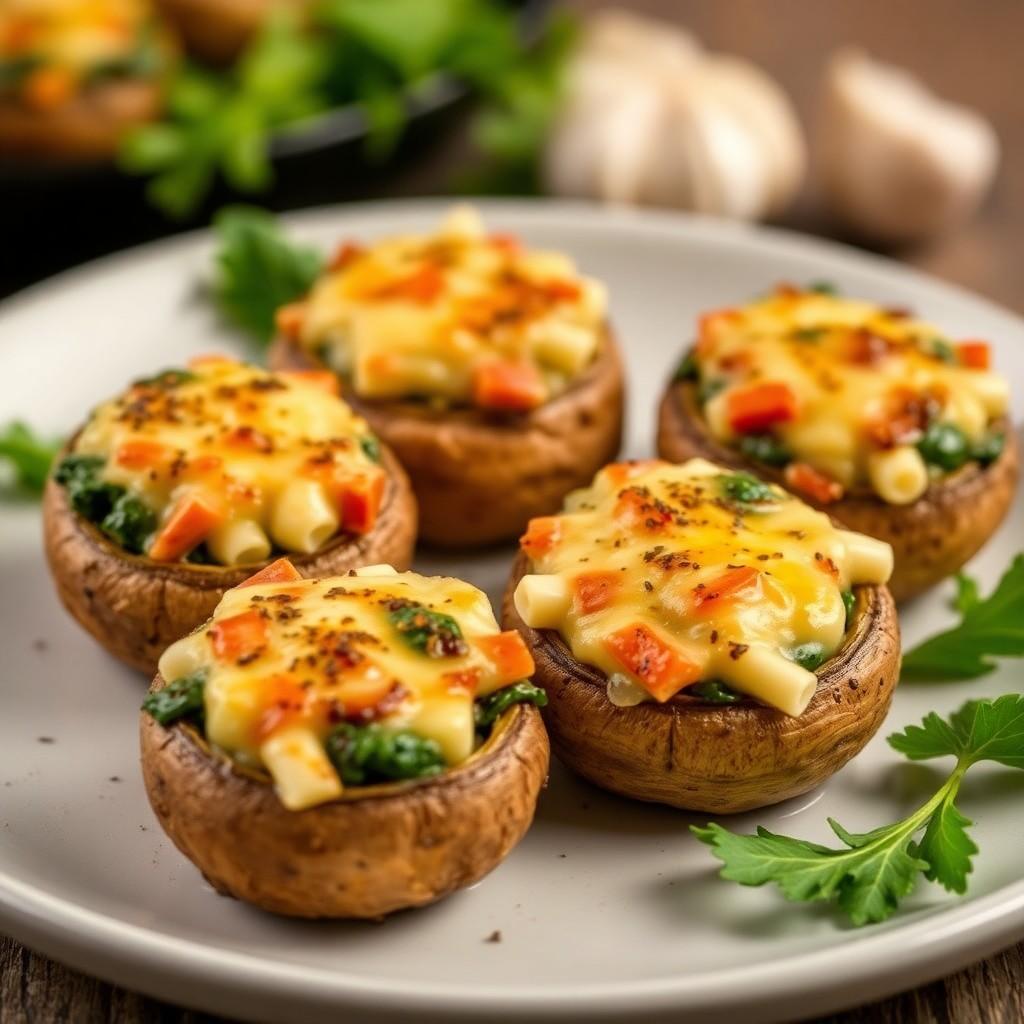 Veggie and Cheese Stuffed Mushrooms