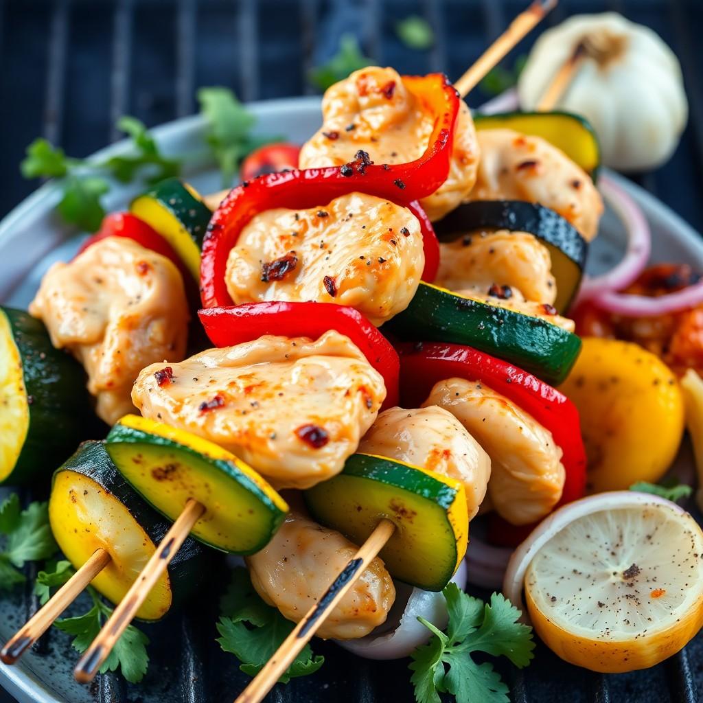 Grilled Vegetable Skewers with Chicken