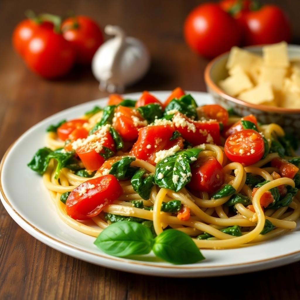 Creamy Spinach and Tomato Pasta