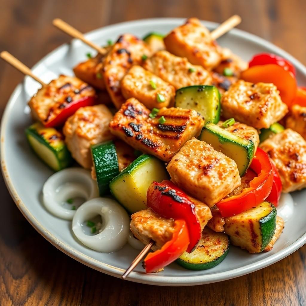 Grilled Vegetable Skewers with Chicken