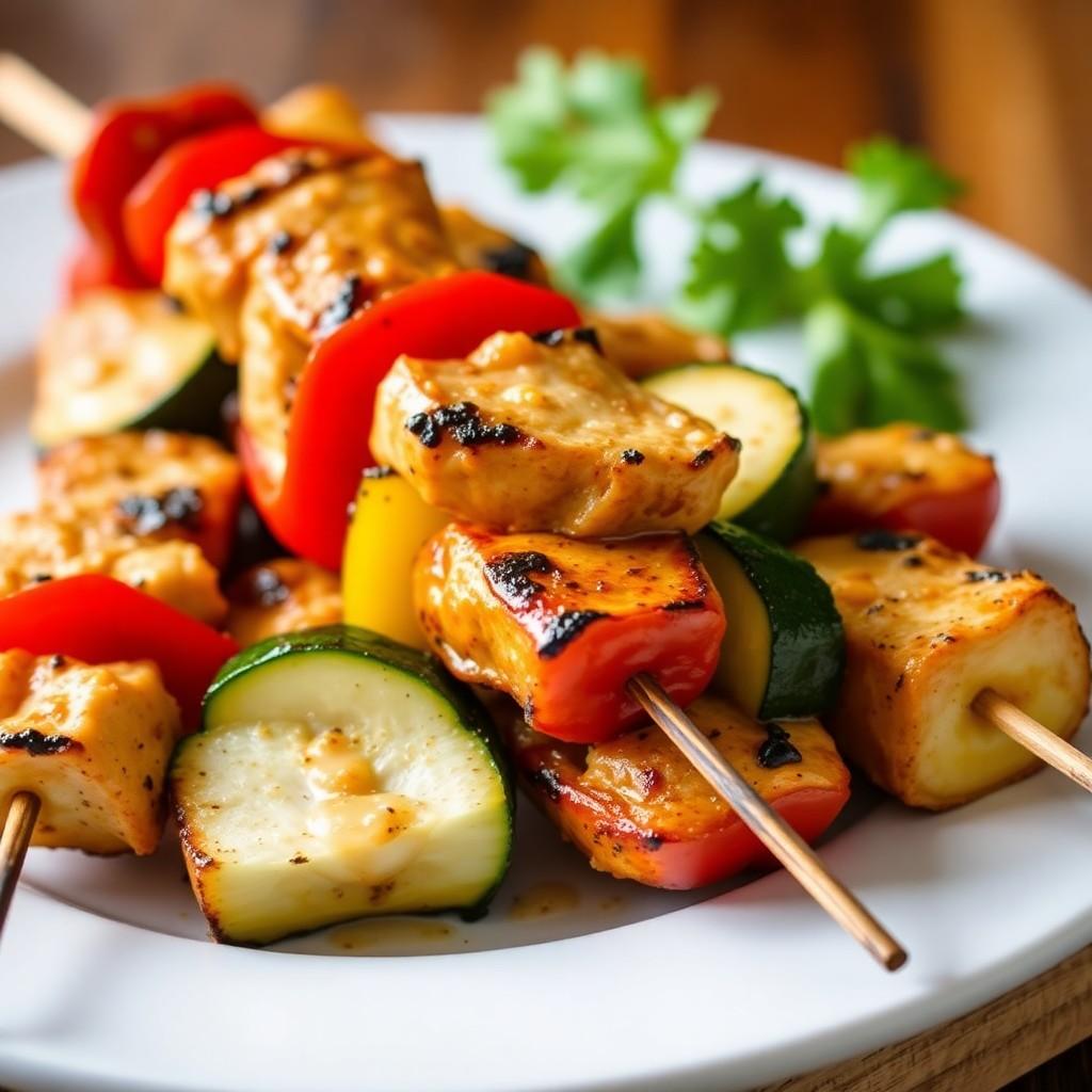 Grilled Vegetable and Chicken Skewers