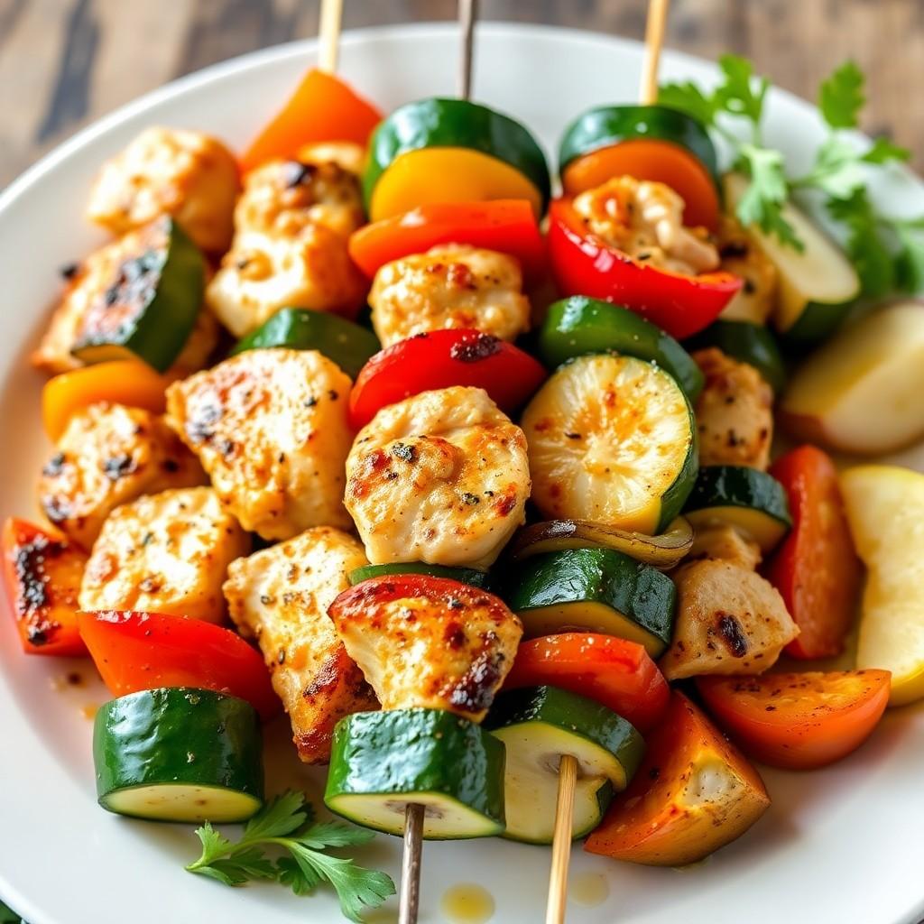 Grilled Vegetable Skewers with Chicken