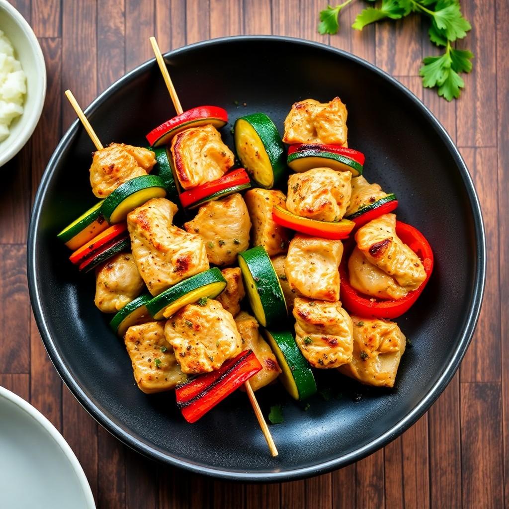 Grilled Veggie & Chicken Skewers