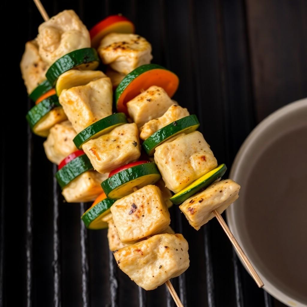 Grilled Vegetable and Chicken Skewers