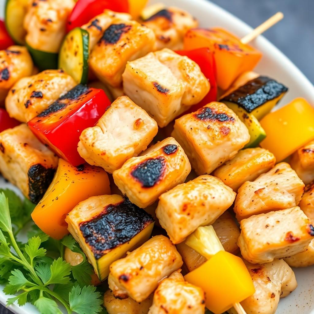 Grilled Vegetable and Chicken Skewers