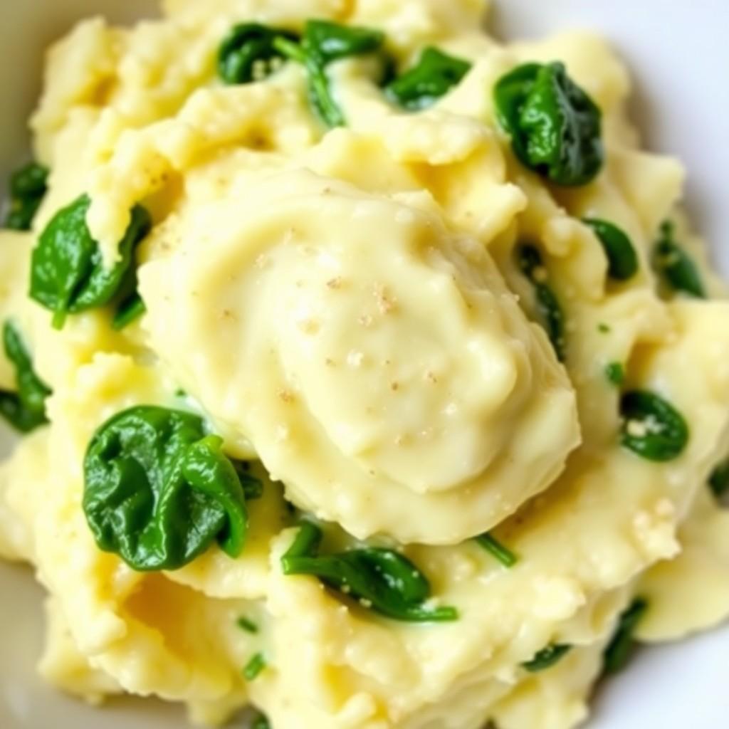 Garlic Mashed Potatoes with Spinach