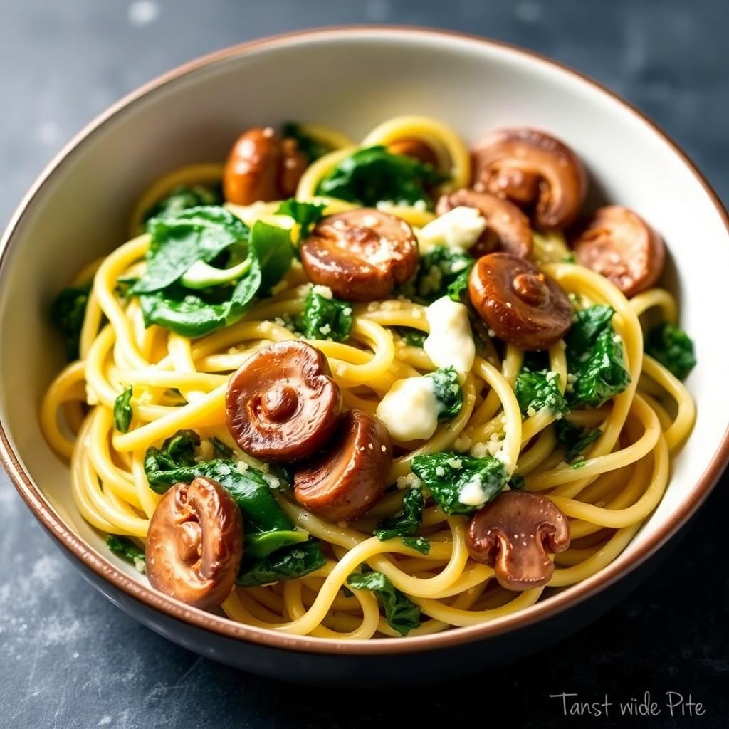 Creamy Spinach and Mushroom Pasta