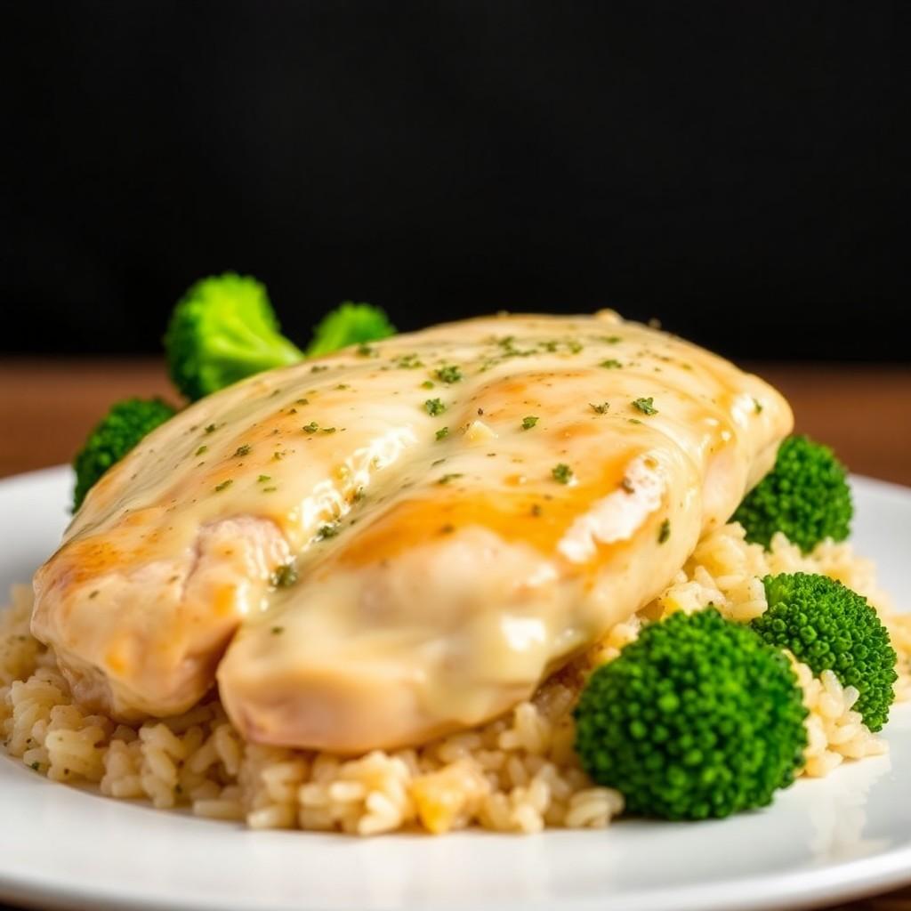 Creamy Garlic Chicken with Broccoli and Rice