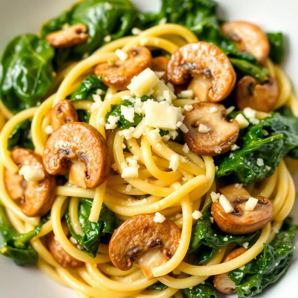 Creamy Spinach & Mushroom Pasta