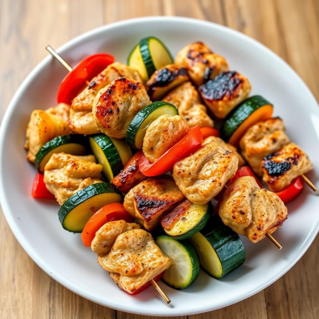 Grilled Vegetable and Chicken Skewers