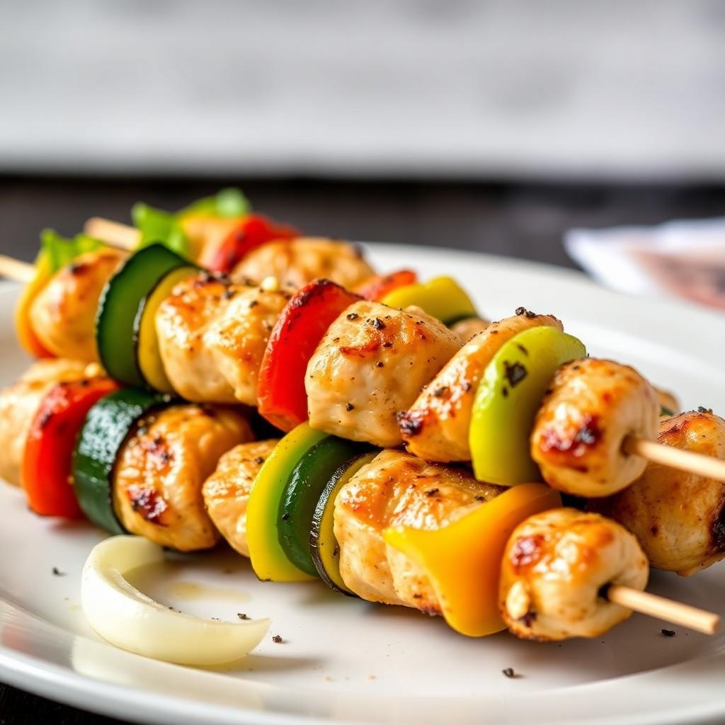 Grilled Vegetable and Chicken Skewers