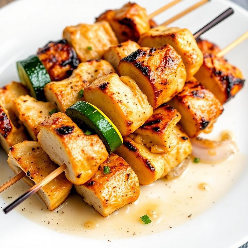 Grilled Vegetable and Chicken Skewers