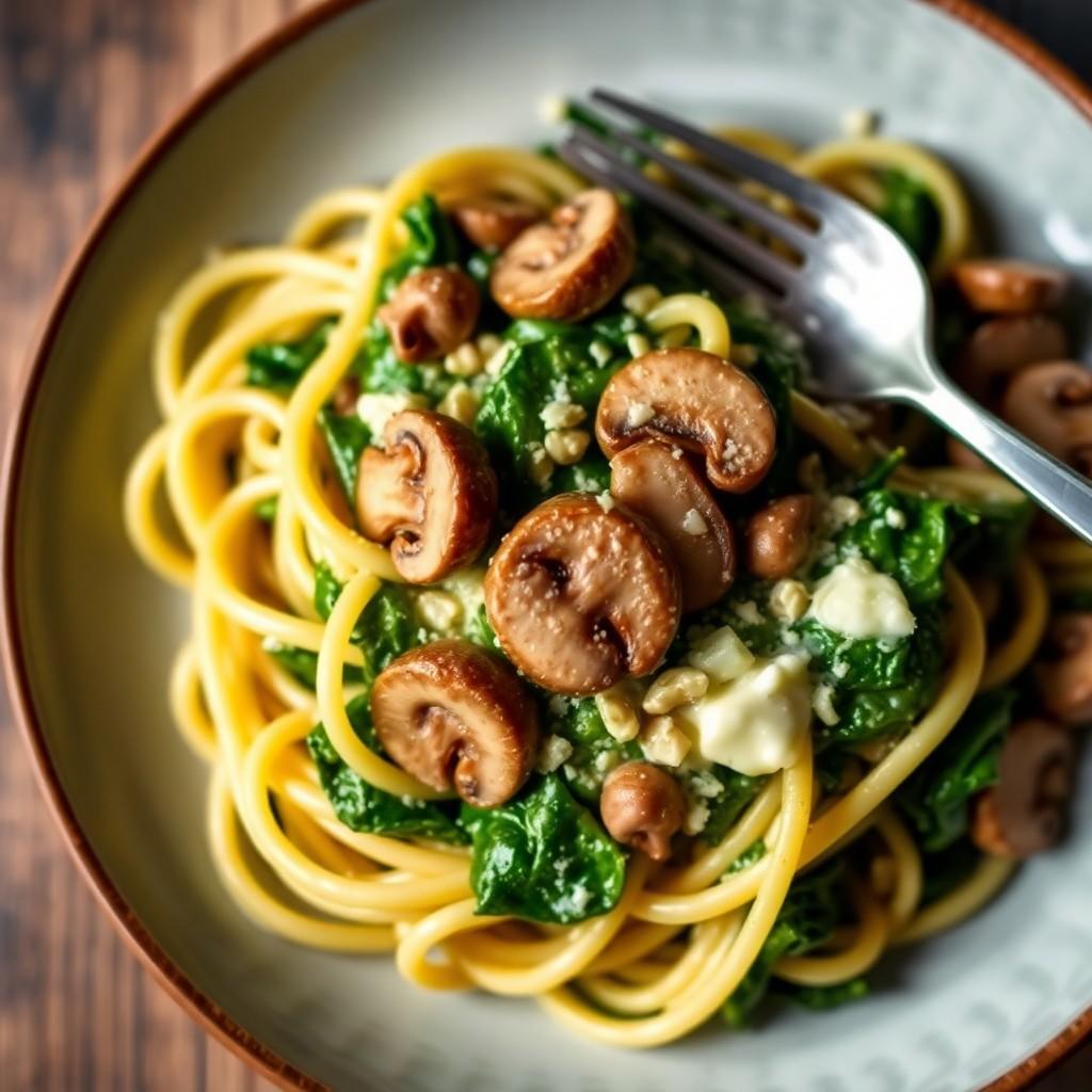 Creamy Spinach and Mushroom Pasta