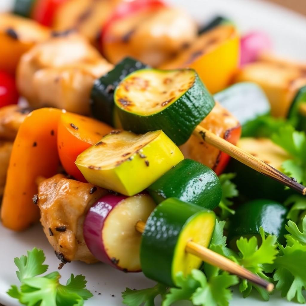 Grilled Veggie and Chicken Skewers