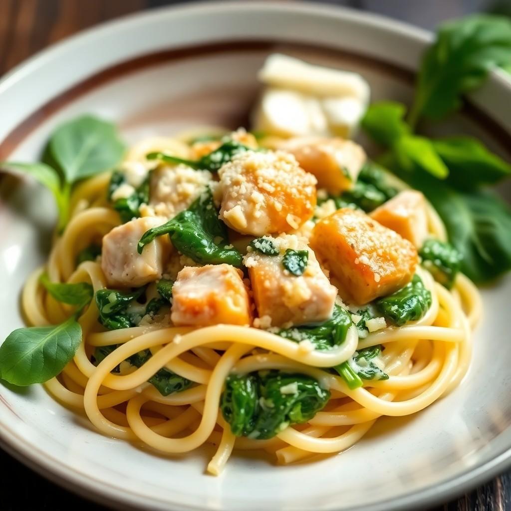 Creamy Spinach and Chicken Pasta