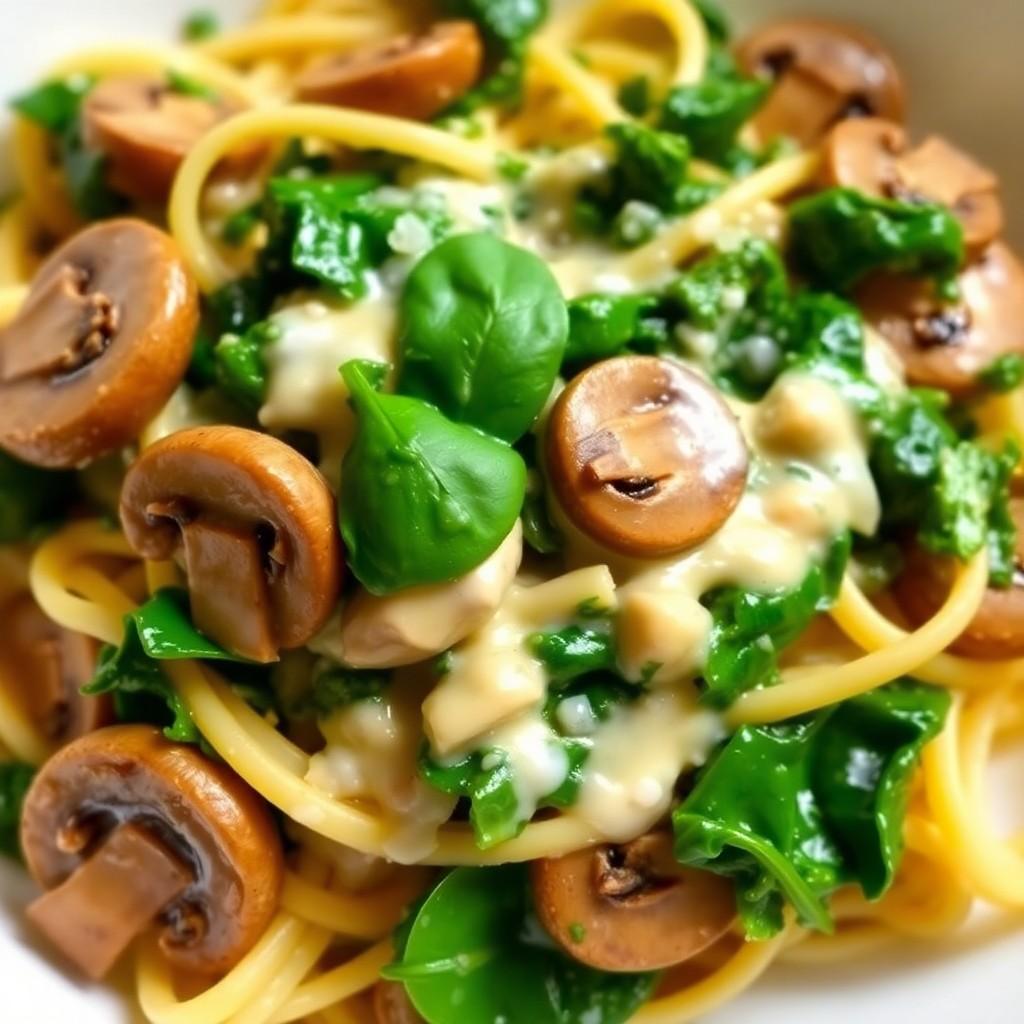 Creamy Mushroom and Spinach Pasta