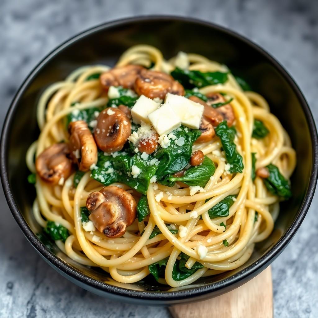 Creamy Spinach and Mushroom Pasta