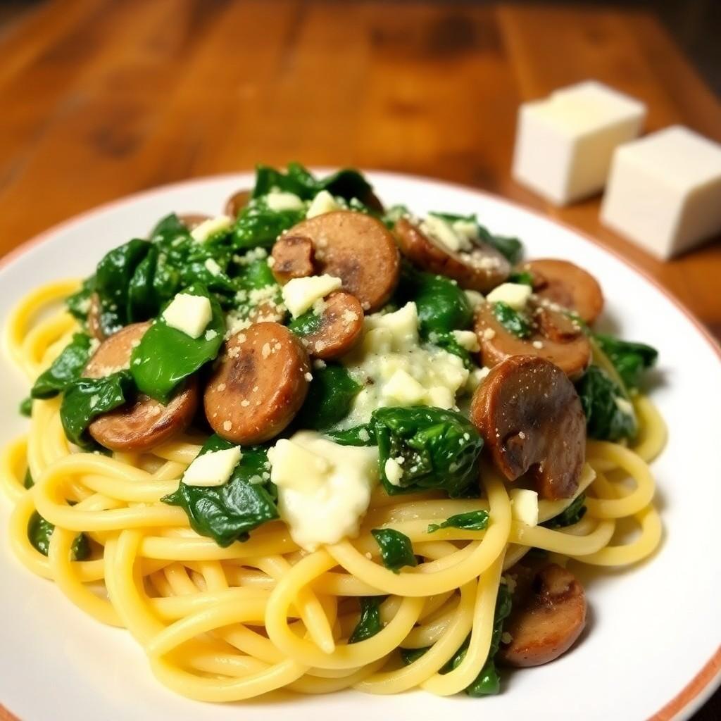 Creamy Spinach and Mushroom Pasta