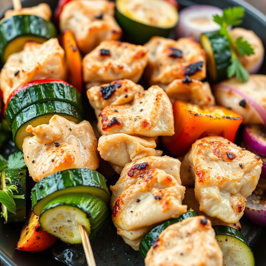 Grilled Vegetable Skewers with Chicken