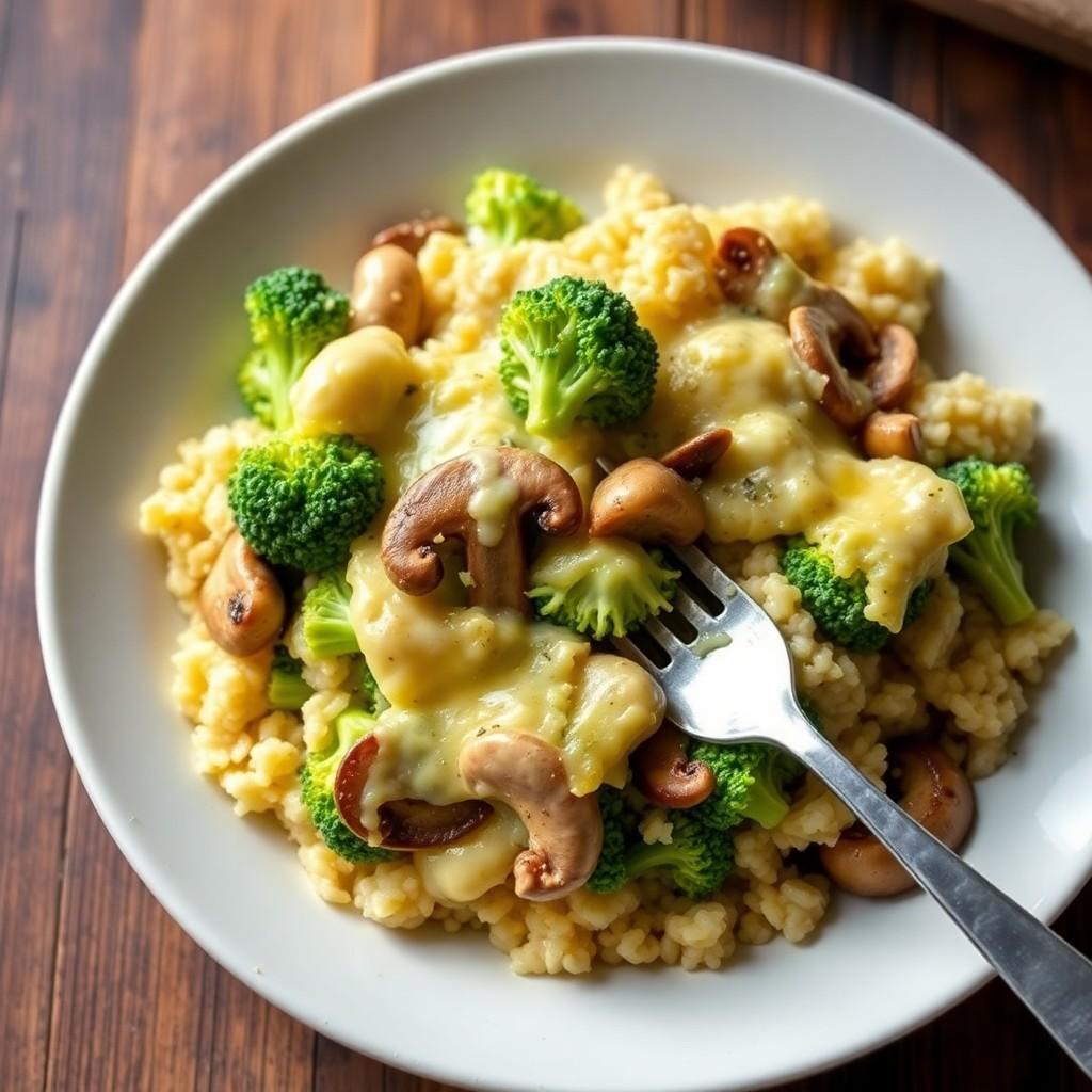 Cheesy Broccoli and Mushroom Casserole