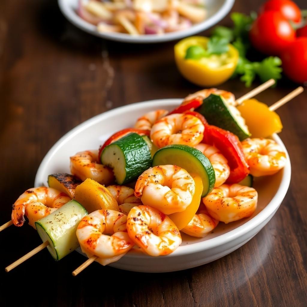 Grilled Vegetable Skewers with Shrimp