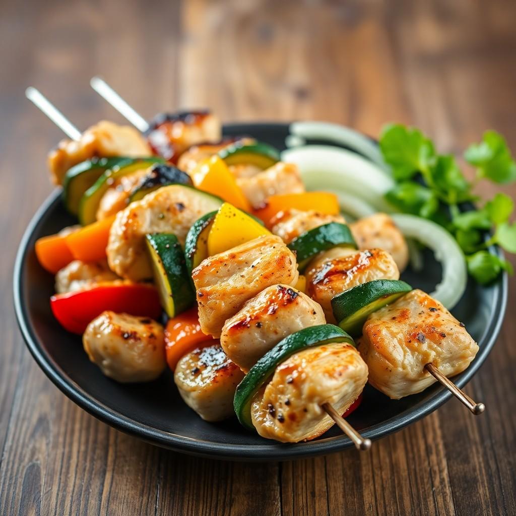 Grilled Vegetable and Chicken Skewers