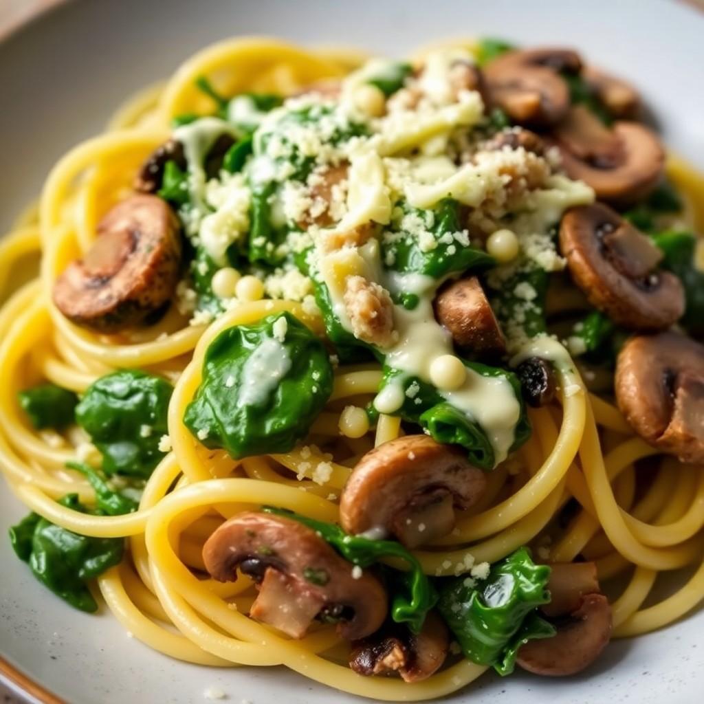 Creamy Spinach and Mushroom Pasta